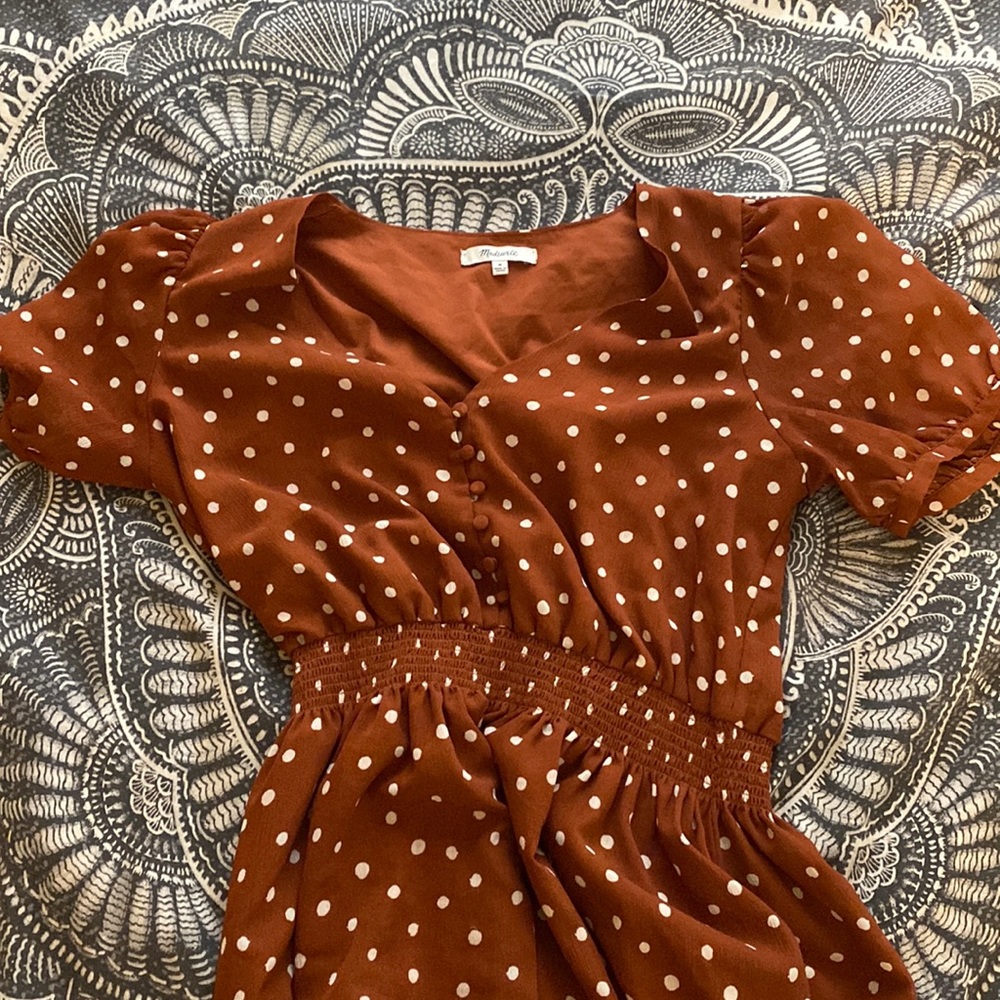 Madewell Rust Brown Polka Dot Dress